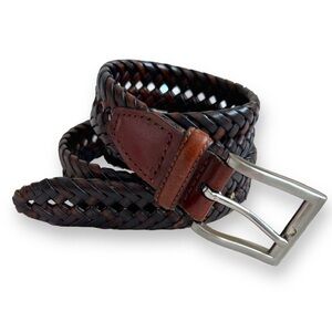 Vintage 90s dark brown fishtail braided leather belt